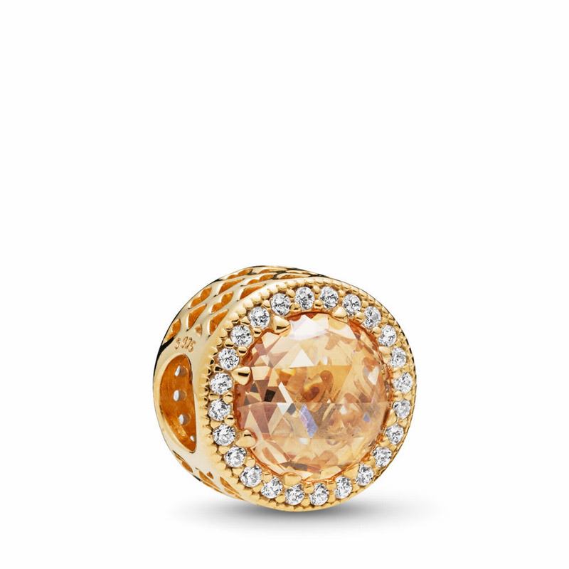 Pandora Shine™ Radiant Hearts Charm Ireland - 18ct Gold Plated/Gold/Cubic Zirconia - 125987WKV